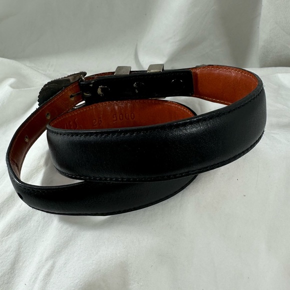 Genuine vintage ALEXANDER'S BELTS sterling silver with 14k black leather belt 26 - Picture 12 of 15